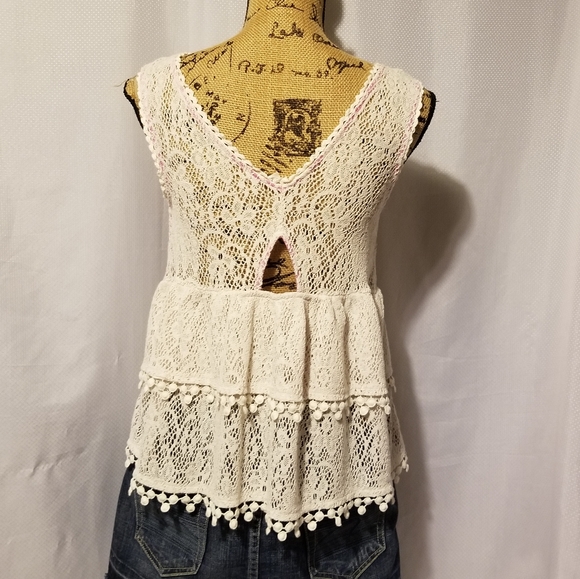 Chemisier Free People Style Bohème Rose Avec Détails Crochet - Taille M, Occasion Très Bon état